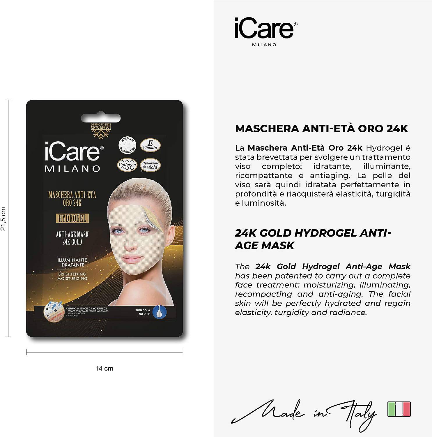 Icare Milano Maschera Anti Età Oro 24k Hydrogel Illuminante Idratante - Jasmine Parfums- [ean]