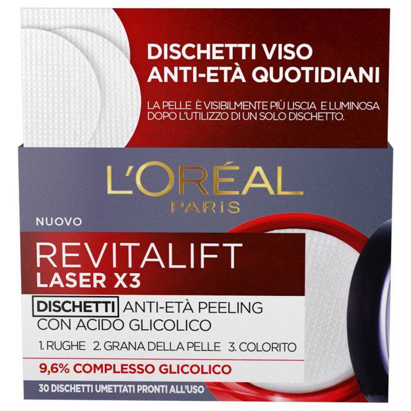 L'Oreal Revitalift Laser x 3 Dischetti Viso Acido Glicolico - Jasmine Parfums- [ean]
